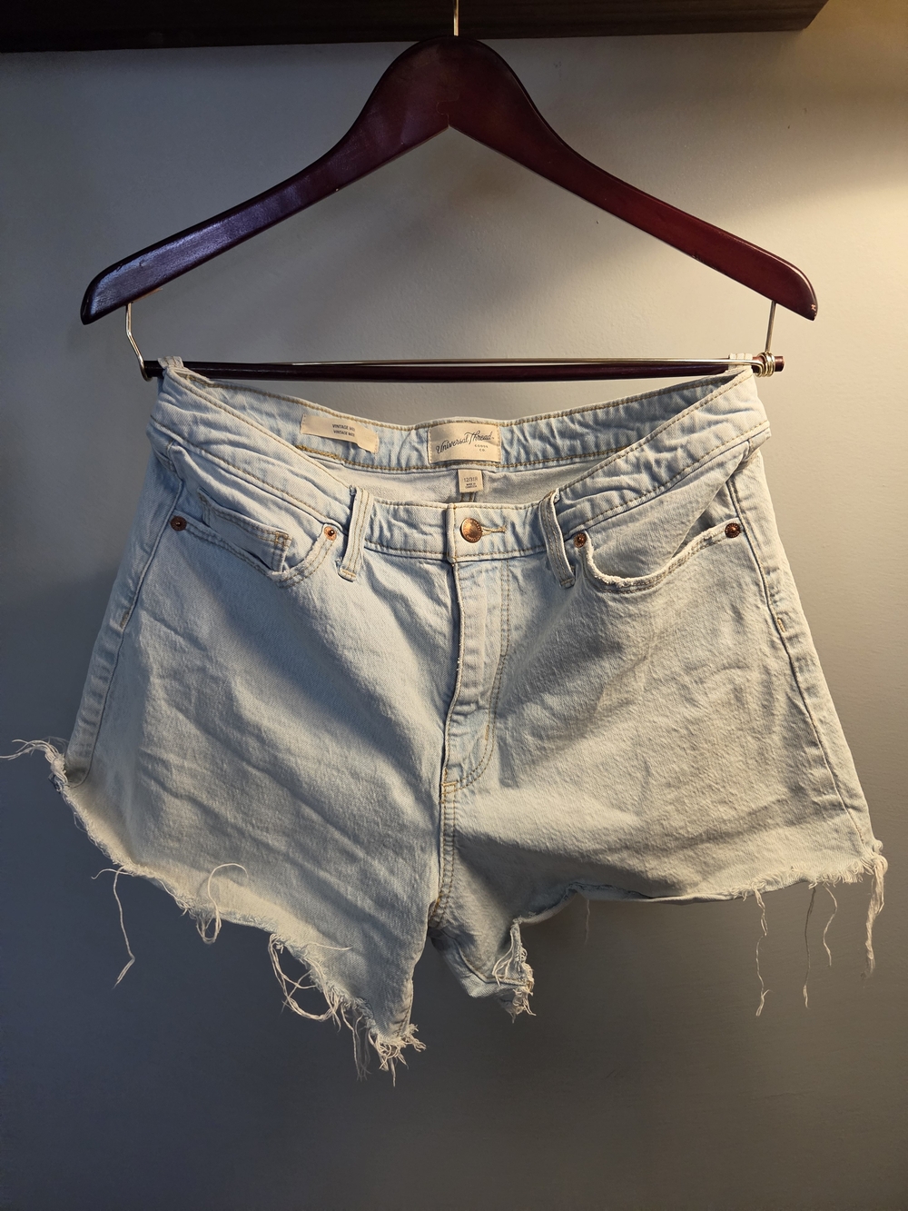 Universal Thread Light Blue High-Rise Cutoff Denim Shorts